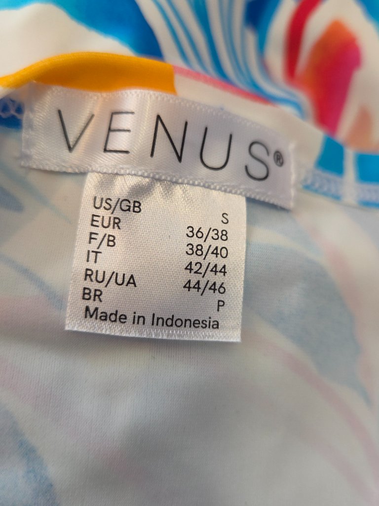 Venus Tropical Floral Long Sleeve Swim Top - White Blue & Pink Size Small Nwot — image 4 of 4